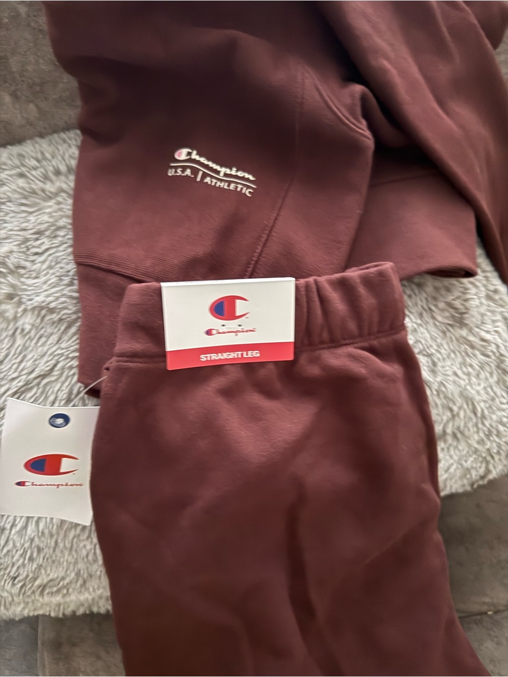 Champion Straight Leg Joggers in Maroon